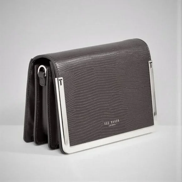 TED BAKER LONDON Black Leather Crossbody /Clutch Purse with Detachable Chain New - Picture 3 of 6